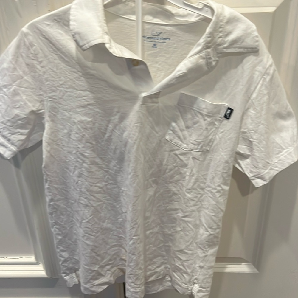 Vineyard vines, 100% Pima cotton white solid polo size mediu…
